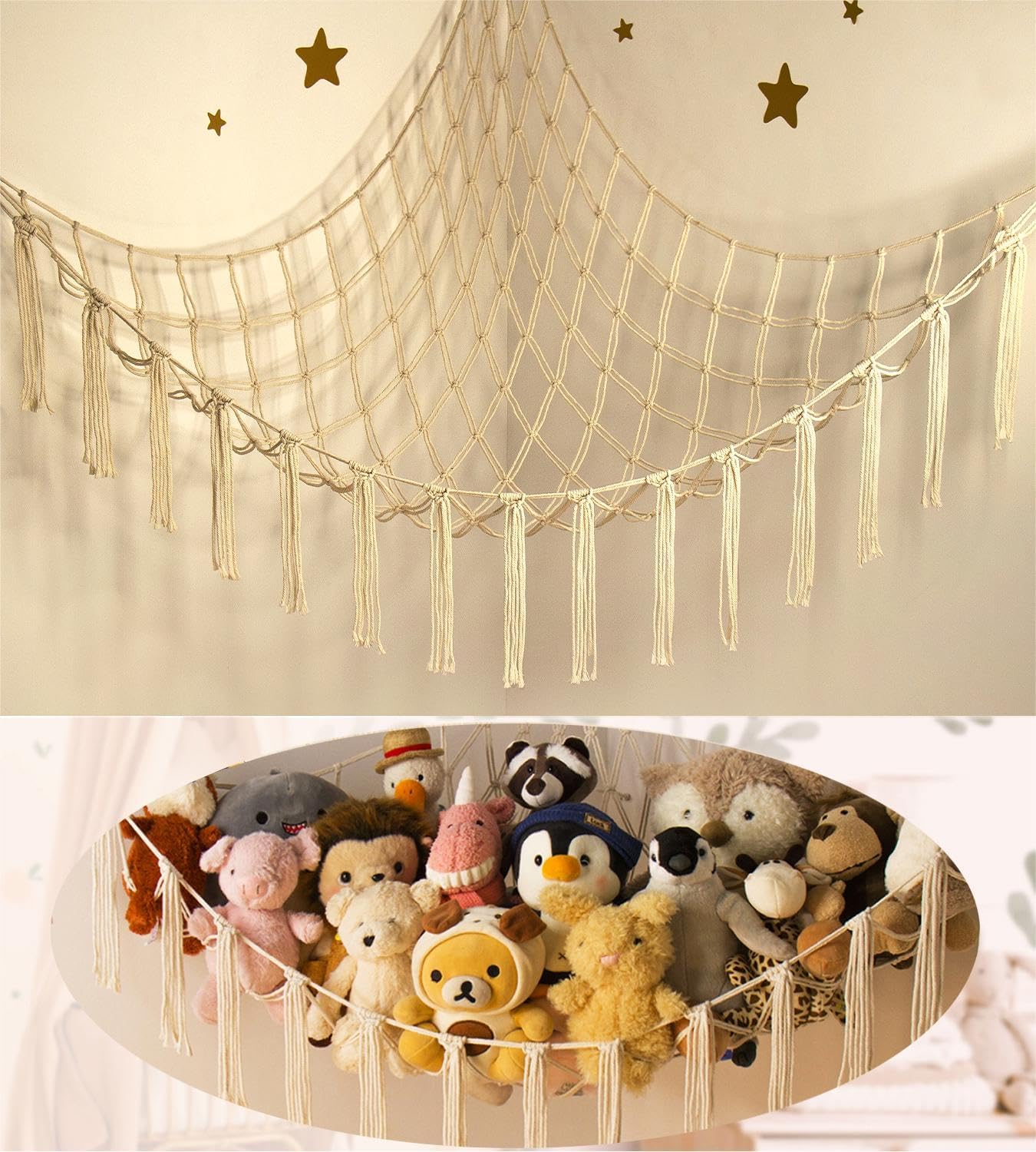 Toy Hammock Net, Cute Stuffed Animal Storage Hammock Organizer, Special Large To...
