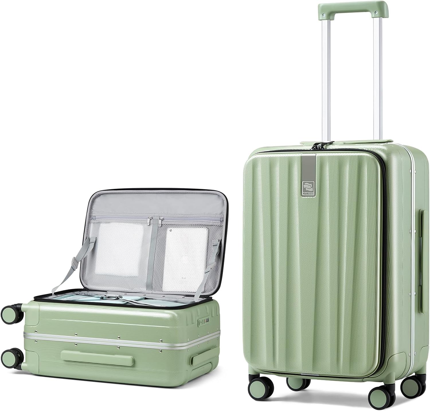 Hanke 24 Inch Checked Luggage PC Hard Shell luggage Top Opening Aluminum Frame T...