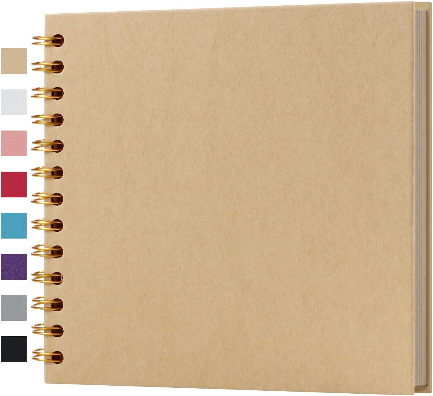 potricher 7 x 7 Inch DIY Scrapbook Album 40 Pages Hardcover Kraft Paper Scrap Bo...