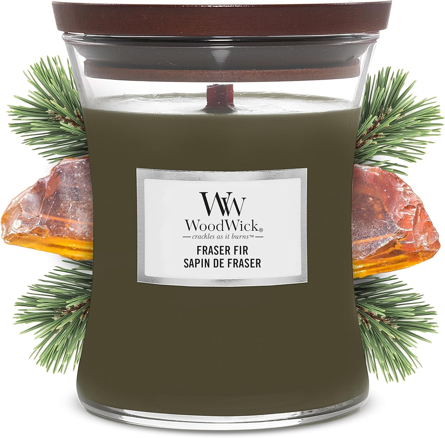 WoodWick Medium Hourglass Scented Candle | Fraser Fir | with Crackling Wick | Bu...