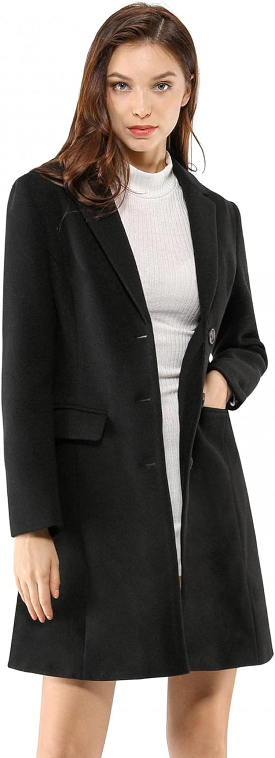 Allegra K Women's 2024 Pea Coat Single Breasted Long Winter Coats for Women Larg...