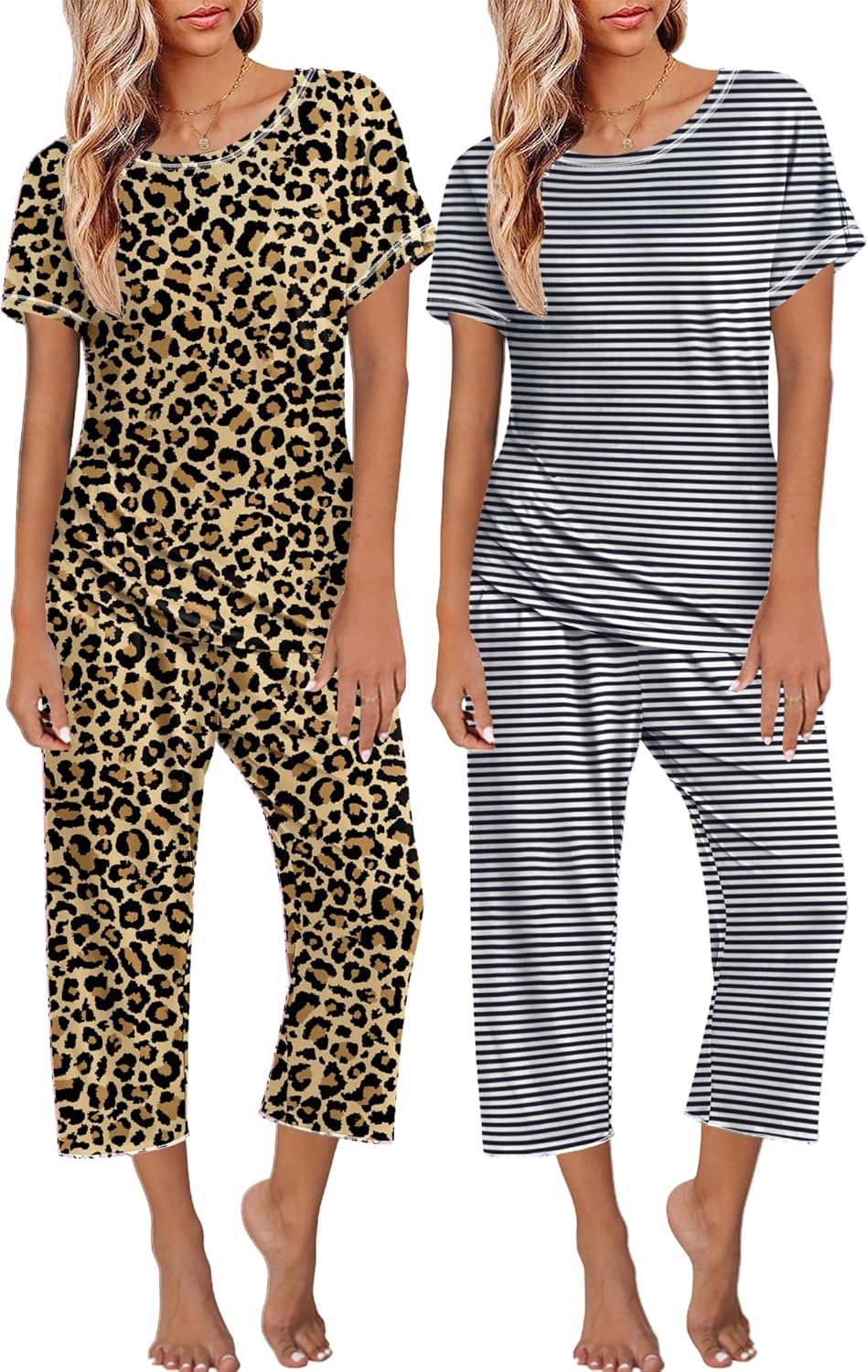 Ekouaer Pajamas, Special Womens Pajamas Set, Comfortable Sleepwear Tops and Capr...