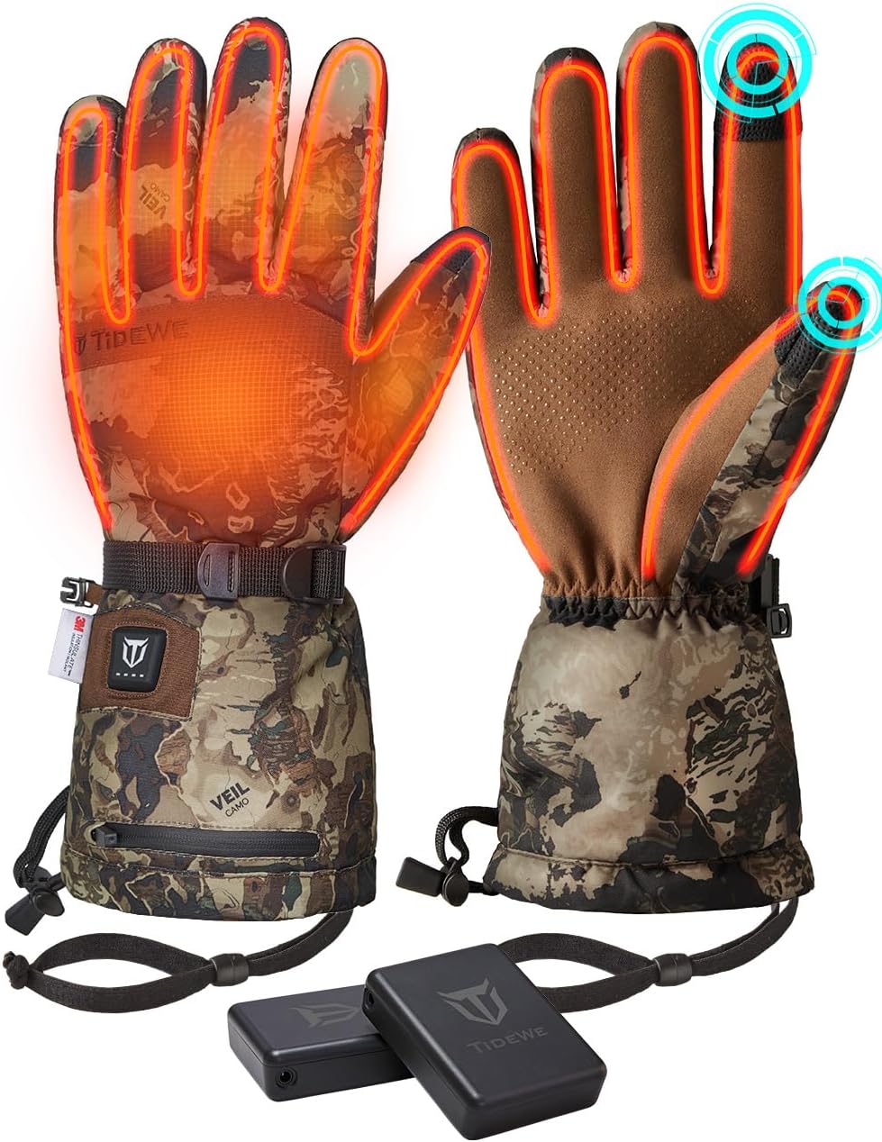 TIDEWE Heated Gloves for Men & Women, Hunting Waterproof Rechargeable Gloves wit...