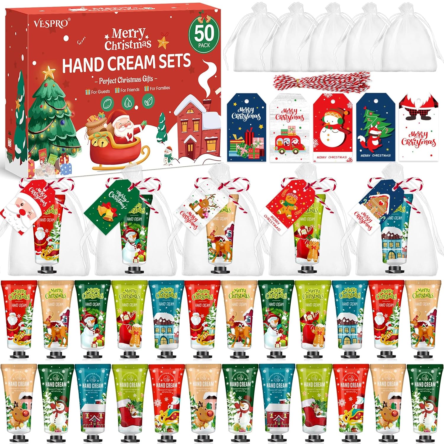 VESPRO 50 Sets Christmas Hand Cream Gift for Women, Hand Lotion for Christmas Pa...