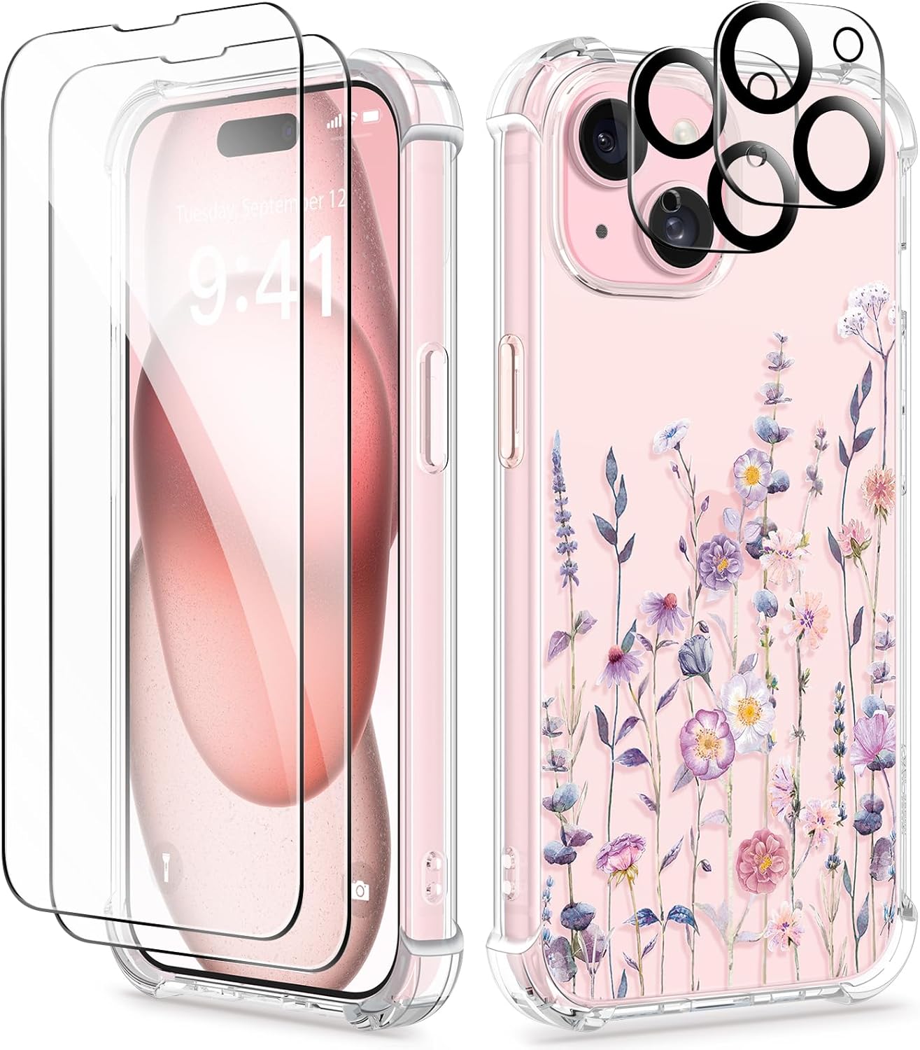 GVIEWIN Compatible with iPhone 15 Case 6.1" 2023, with 2X Screen Protectors+2X C...