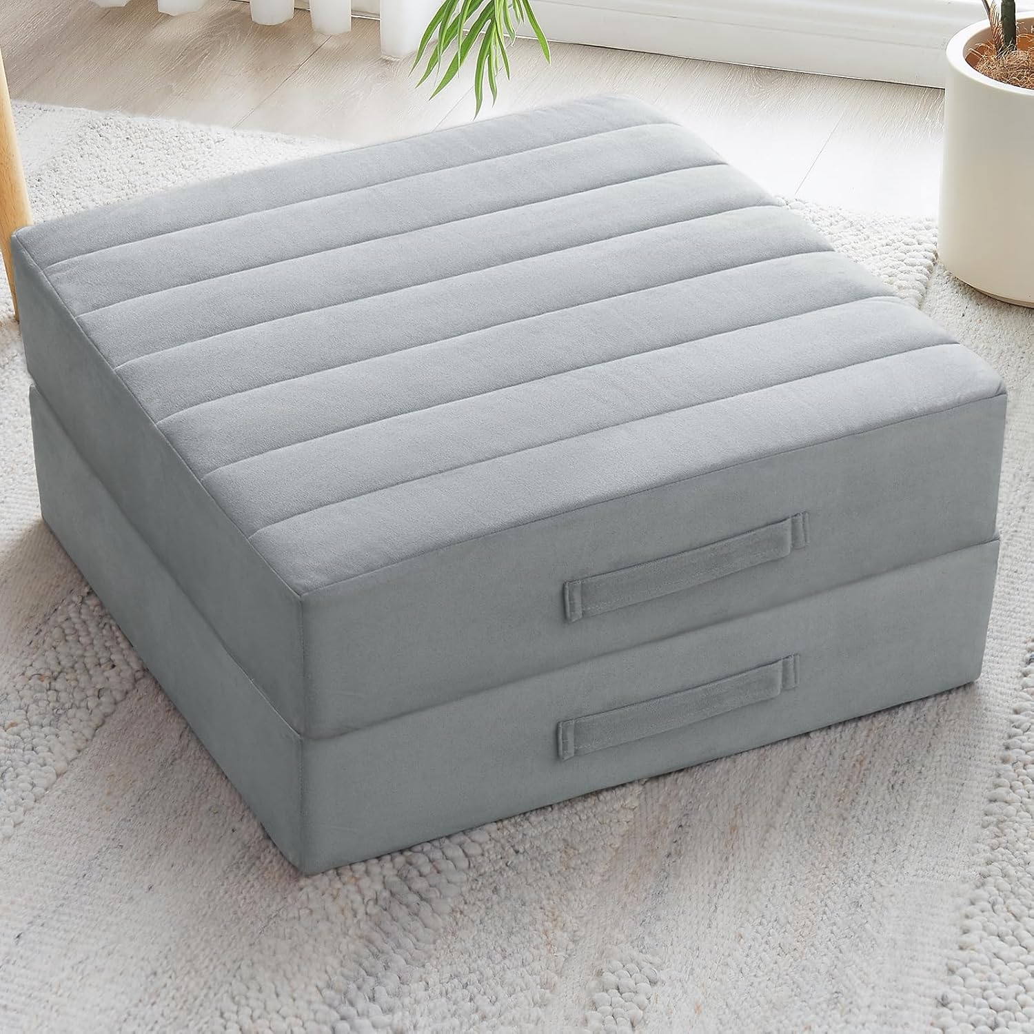 JKMAX 2 Pcs High Density Foam Floor Pillow - Upgraded Large Pillows Seating for...