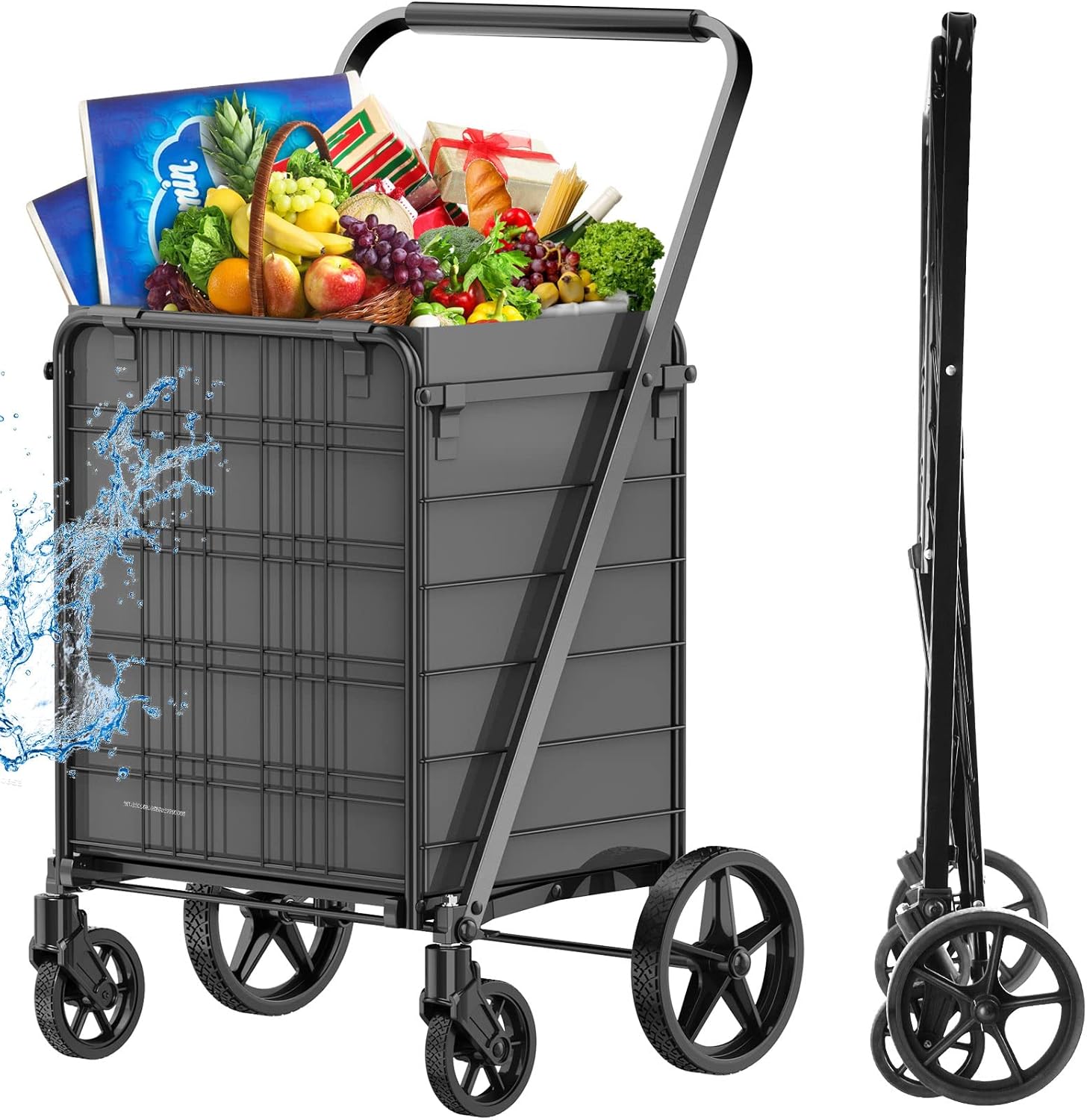 Unique Upgrade Shopping Cart for Groceries, High-Quality 280 LBS Large Grocery C...