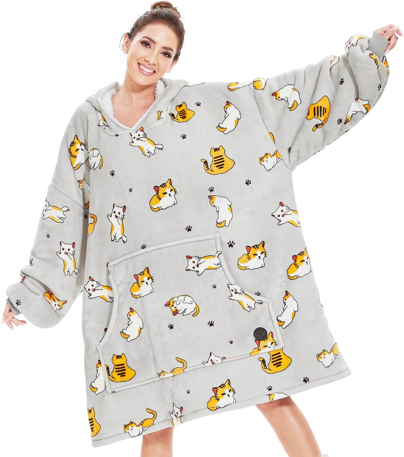 THREE POODLE Wearable Blanket, Innovative Hoodie with Oversized Sherpa Lining, S...