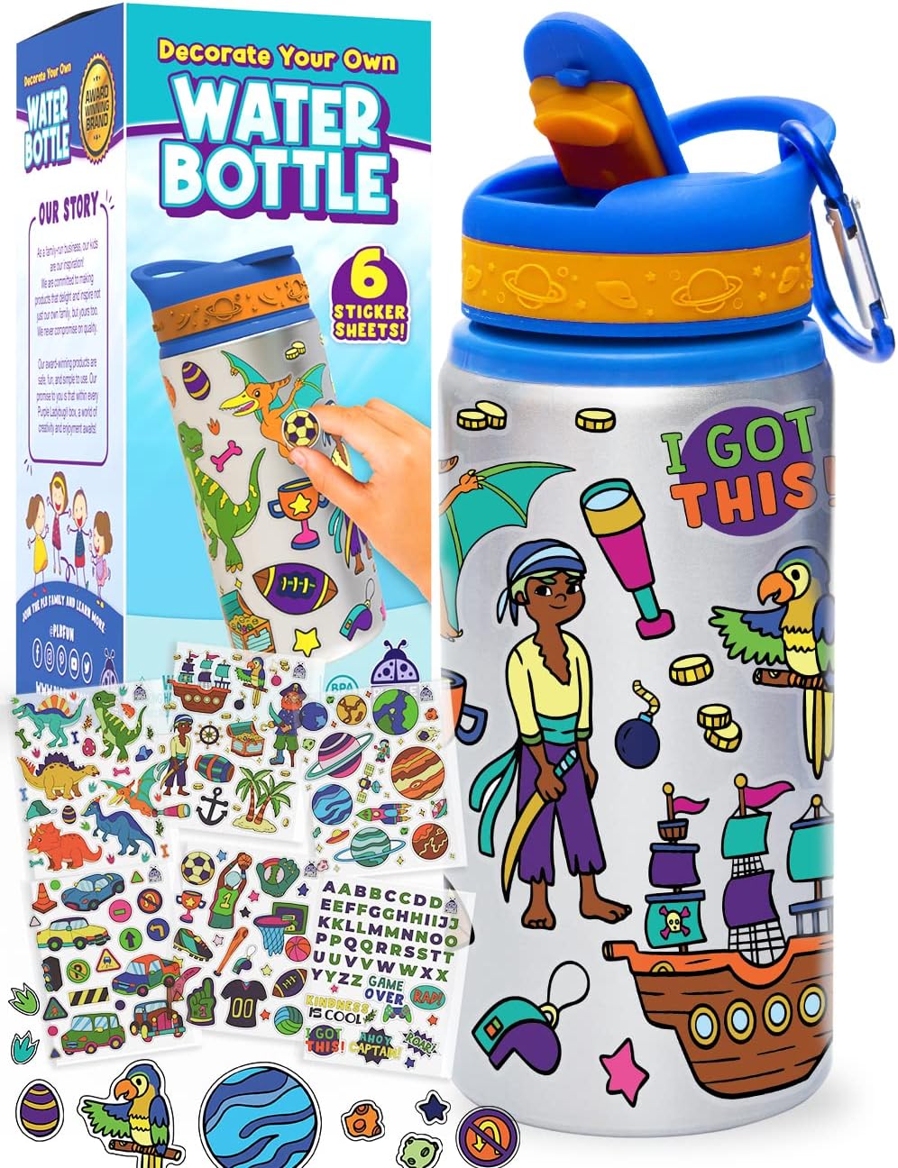 PURPLE LADYBUG Decorate Your Own Water Bottle Craft Kits for Kids - Cool 6 Year...