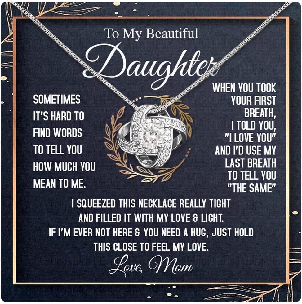 To My Daughter Necklace From Dad, Mother Daughter Necklace From Mom With Heartfe...