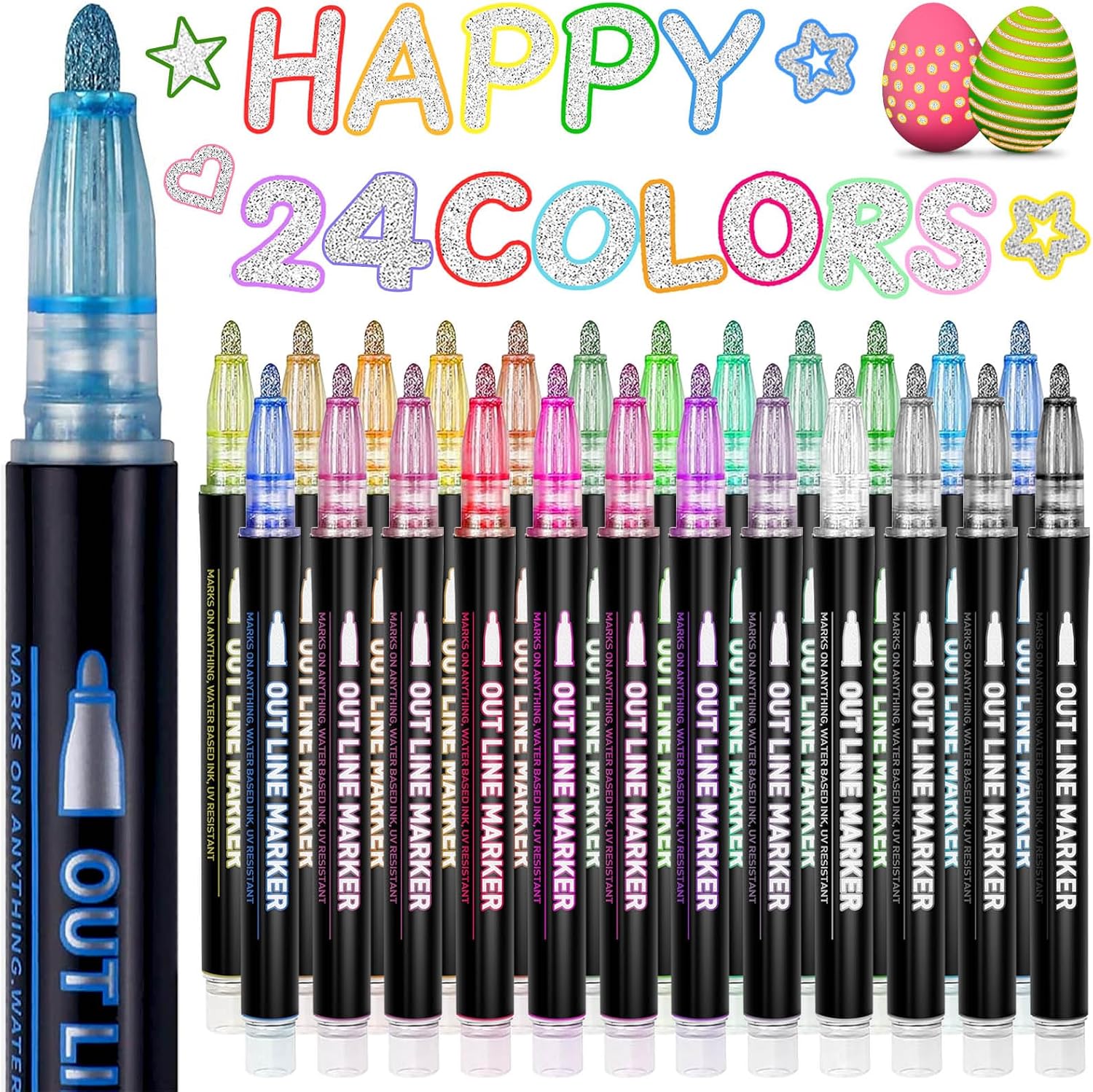 Lenski Gifts for Girls, 24 Colours Glitter Pens Outline Marker Pens, Gifts for T...