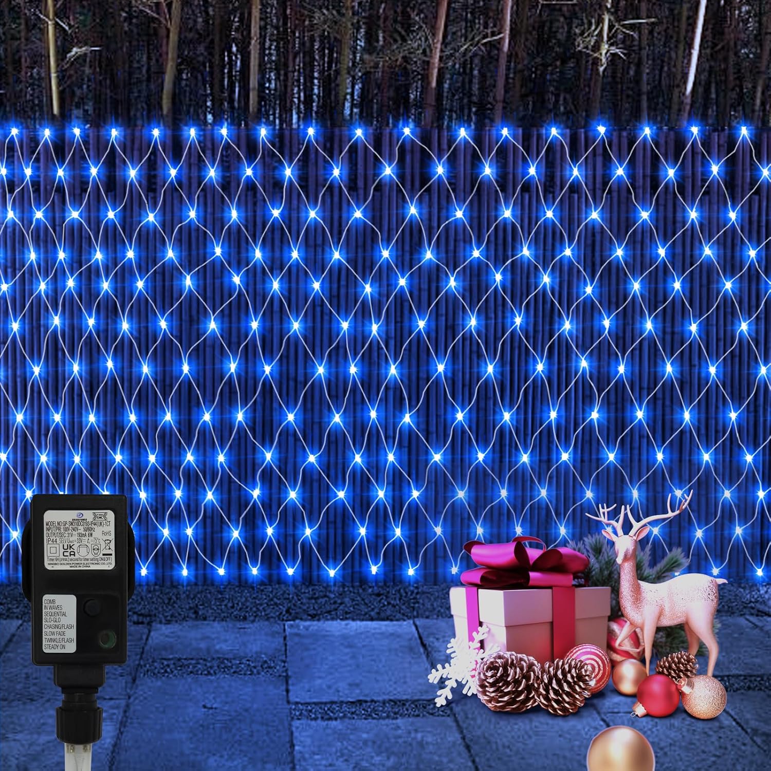CCILAND 3x2m Christmas Net Lights Outdoor Mains Powered - 200 LED Mesh Light Plu...