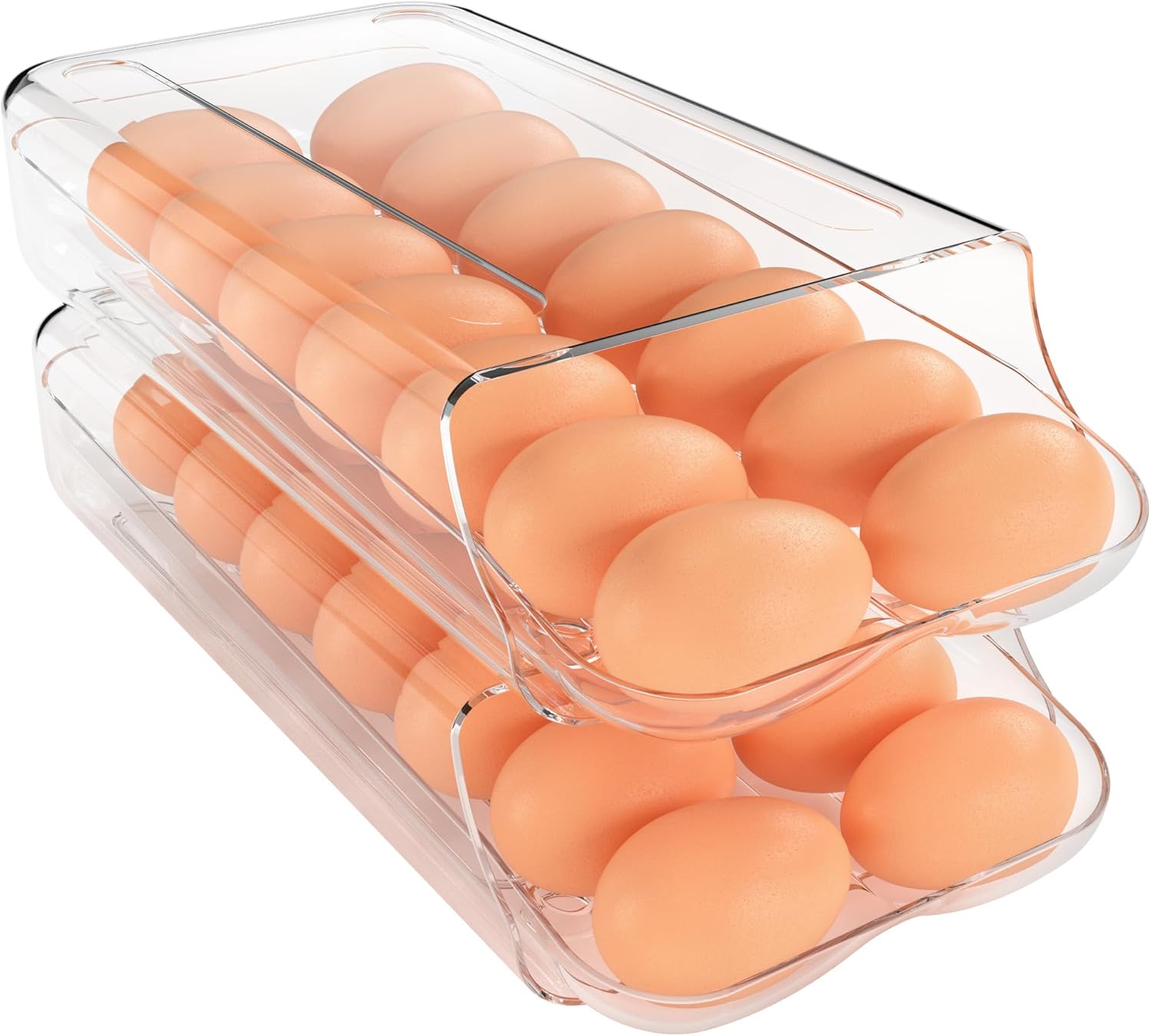 theaoo Egg Holder for Fridge, Special Automatic Rolling Egg Container for Refrig...
