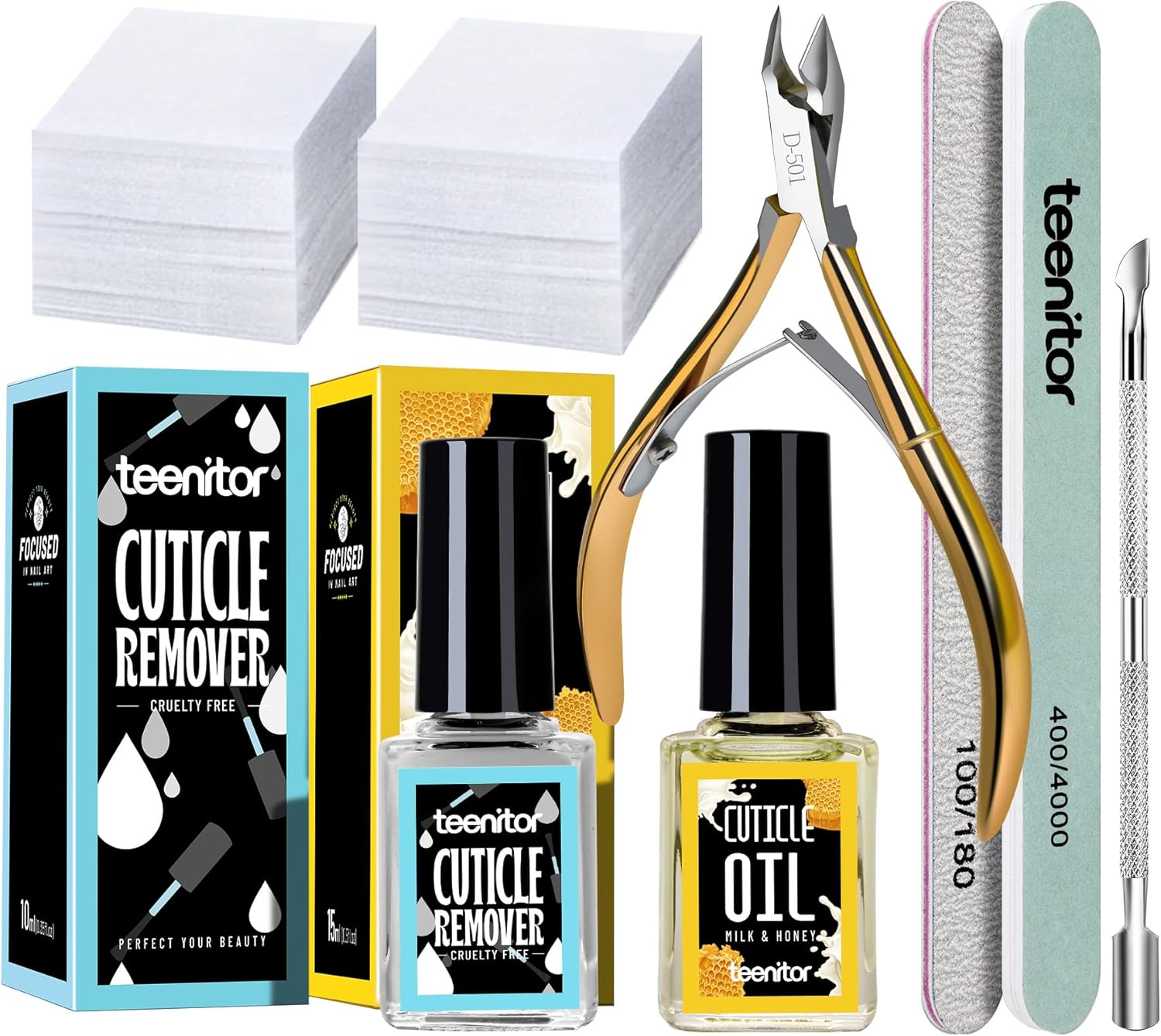Cuticle Remover Tools Set with Cuticle Trimmer, Cuticle Pusher, Teenitor Cuticle...