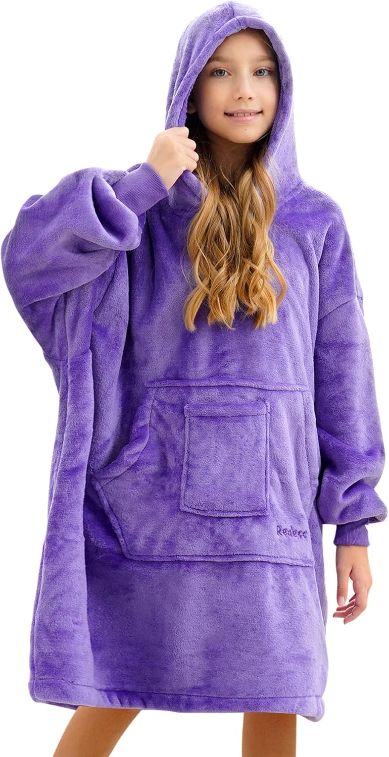 REDESS Blanket Hoodie Sweatshirt, Wearable Blanket Oversized Sherpa with Sleeves...