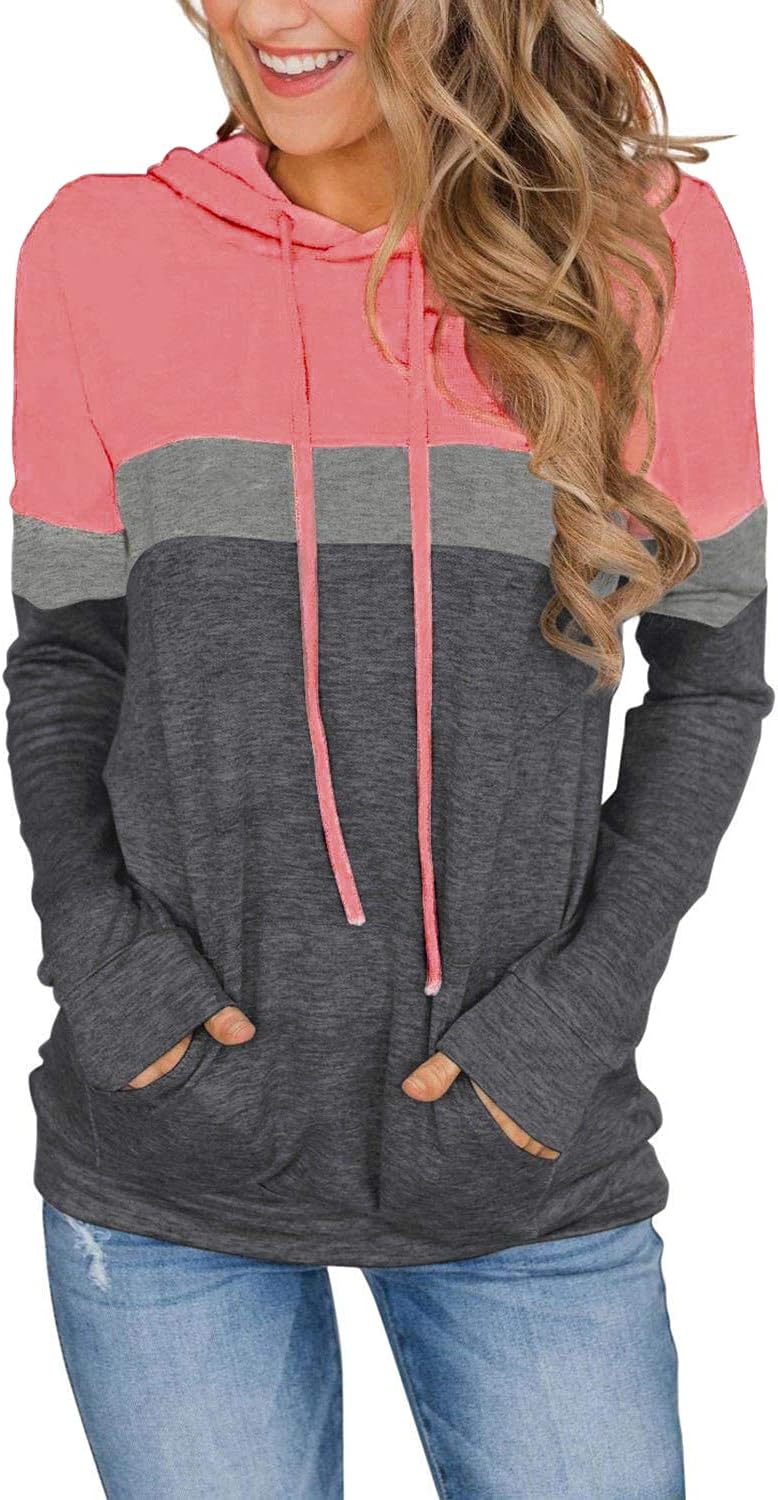 Womens Tops Ladies Tunics Casual Shirts Long Sleeve Hoodie Pullover Blouses Loos...