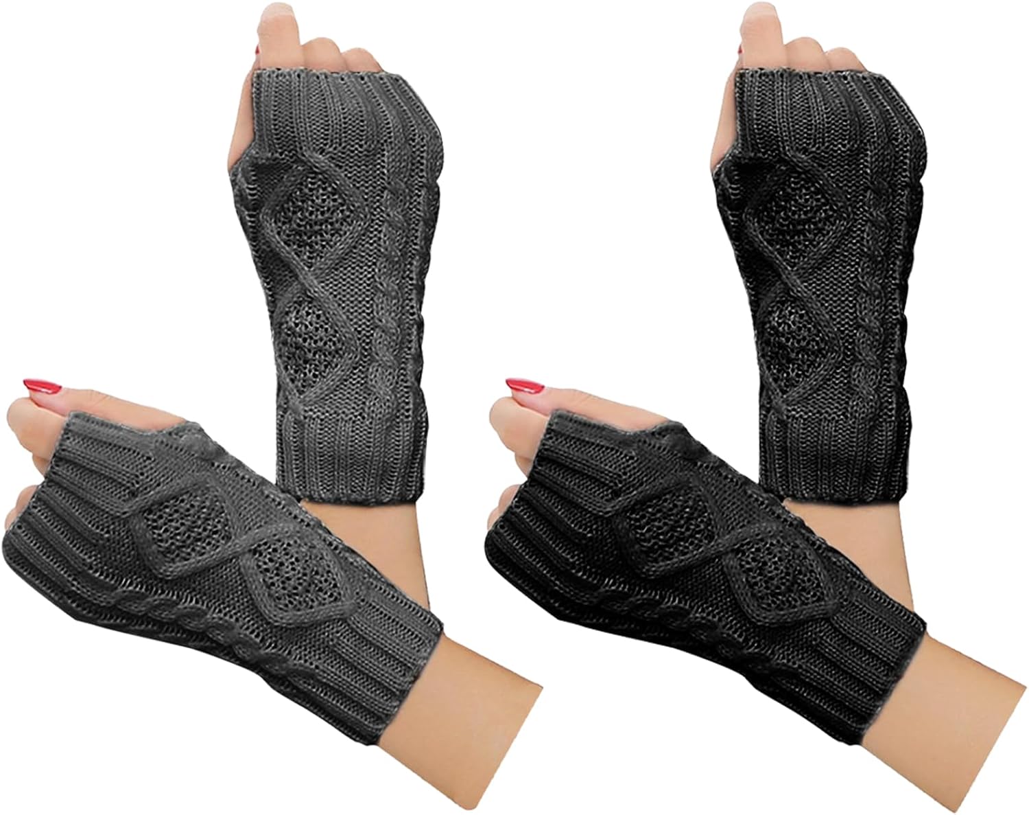 Justay Women, Special Winter Warm Knit Fingerless Gloves, High-Quality Hand Croc...