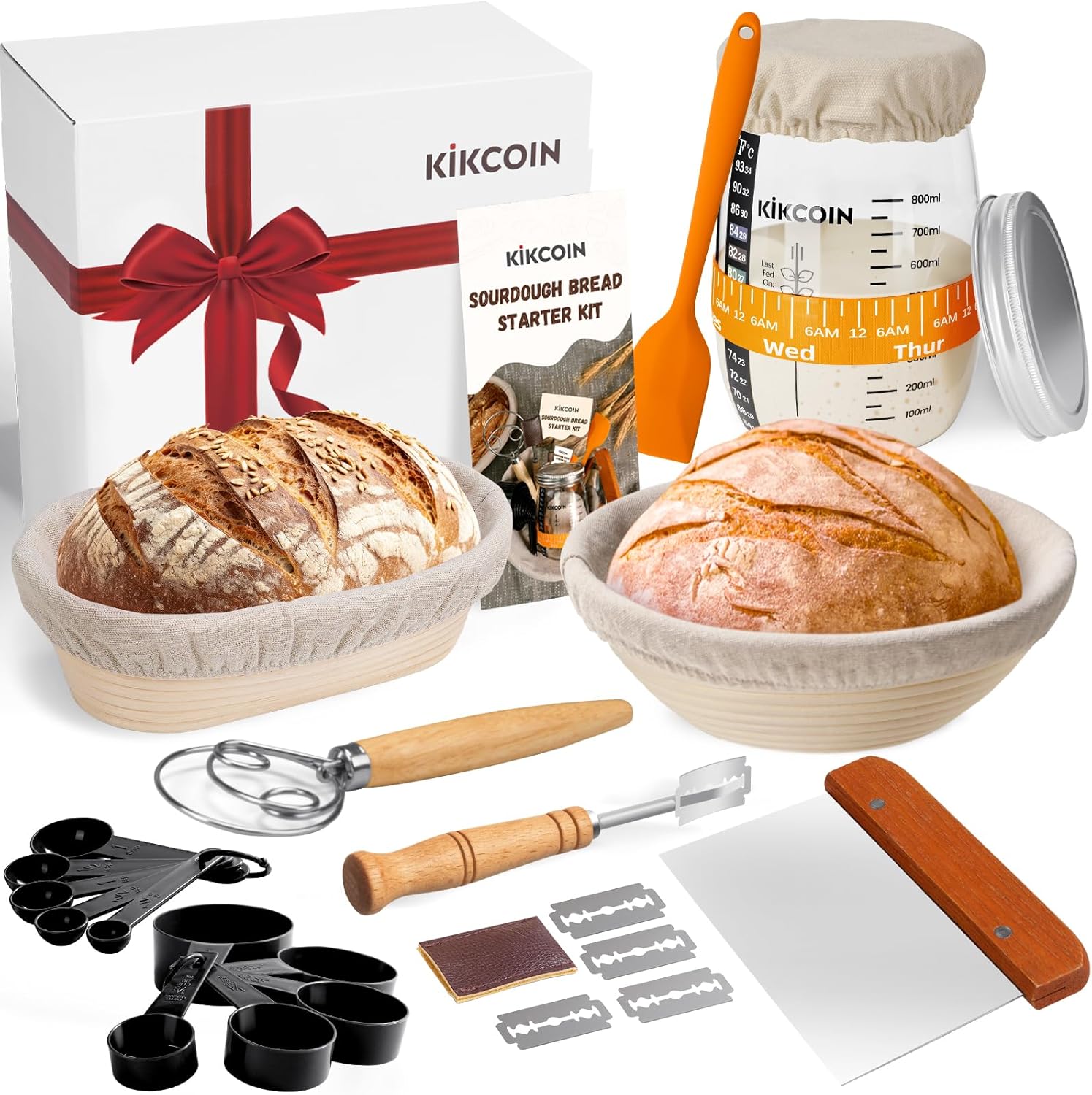 Sourdough Bread Baking Supplies, Complete Sourdough Starter Kit Banneton Bread P...