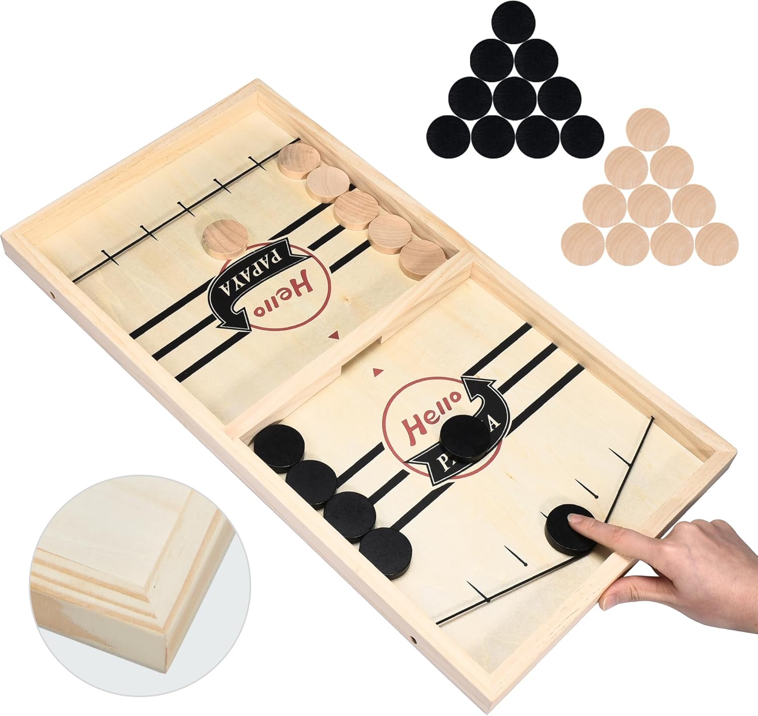 Fast Sling Puck Game,Wooden Hockey Game,Desktop Battle Sling Hockey Table Game,A...