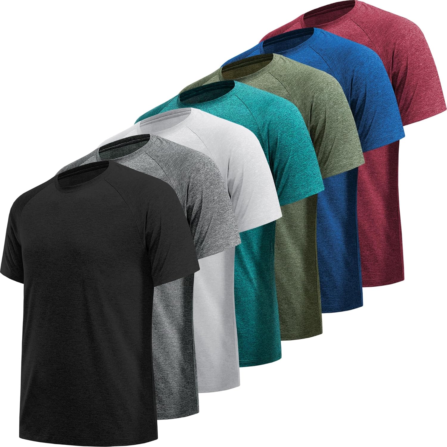 5/7 Pack Workout Shirts for Men Quick Dry Moisture Wicking Mens Gym Shirts Athle...