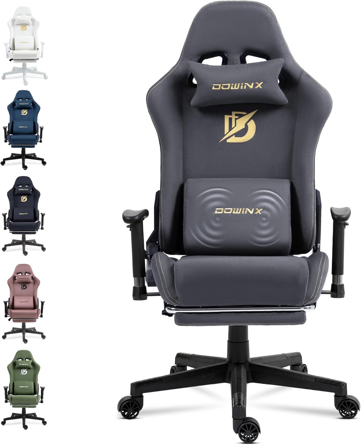 Dowinx Gaming Chair with Massage Lumbar Support, Suede Fabric Ergonomic Computer...