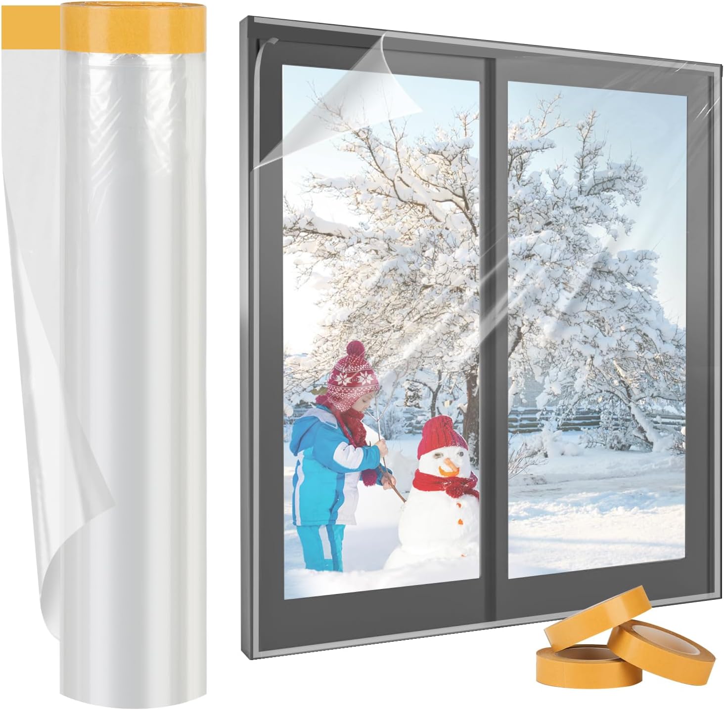 Yotache Indoor Window Shrink Film Kit 1.2m x 10m Long Window Insulation Kit, POF...