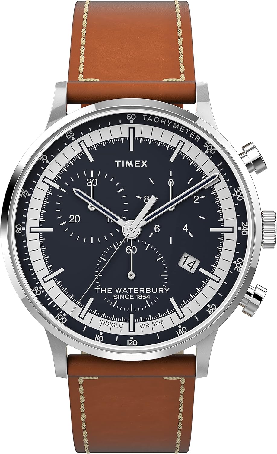 Timex Men's Waterbury Classic Chrono 40mm Stainless Steel Quartz Dress Watch wit...