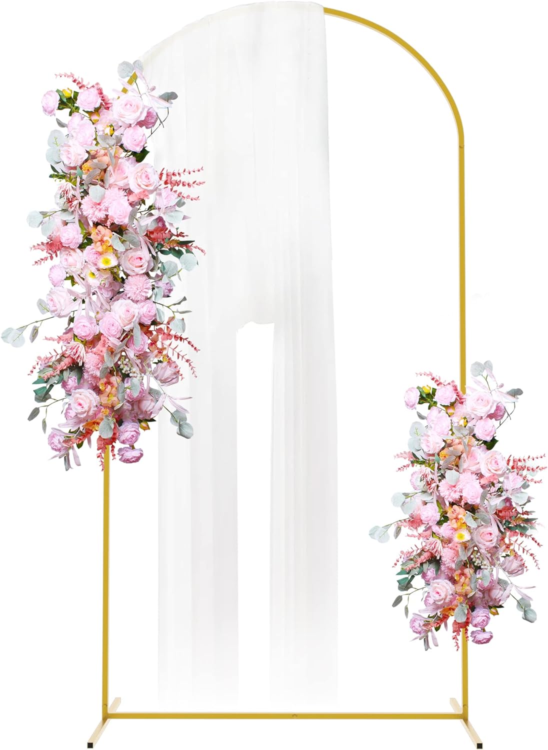 Putros Metal Arch Backdrop Stand 7.2FT Gold Wedding Balloon Arched Backdrop Stan...