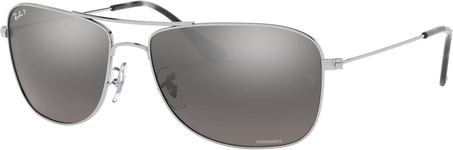 Ray-Ban RB3543 Chromance Aviator Sunglasses Silver/Polarized Grey Mirrored Silve...