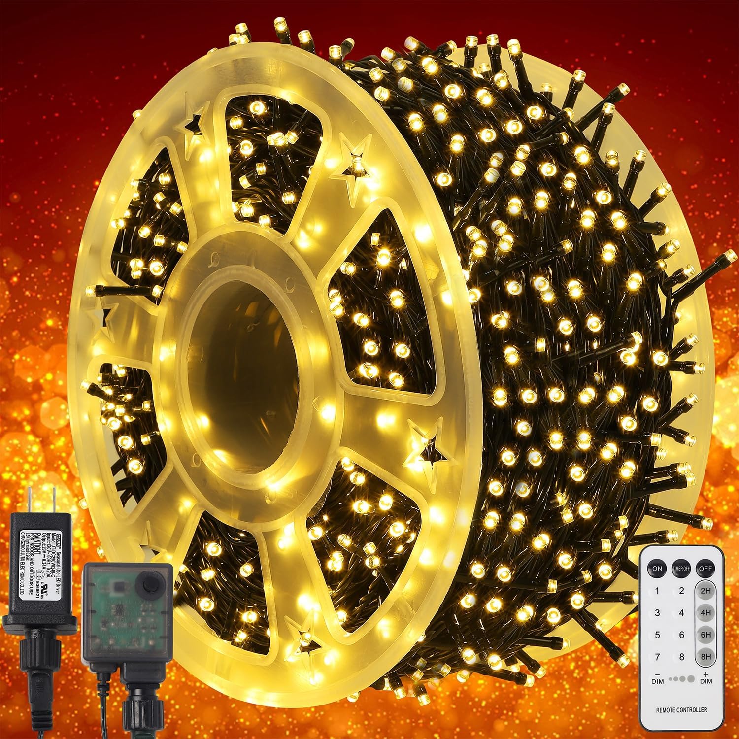 WATERGLIDE 1000, Special LED Christmas String Lights, Innovative Green Wire LED...