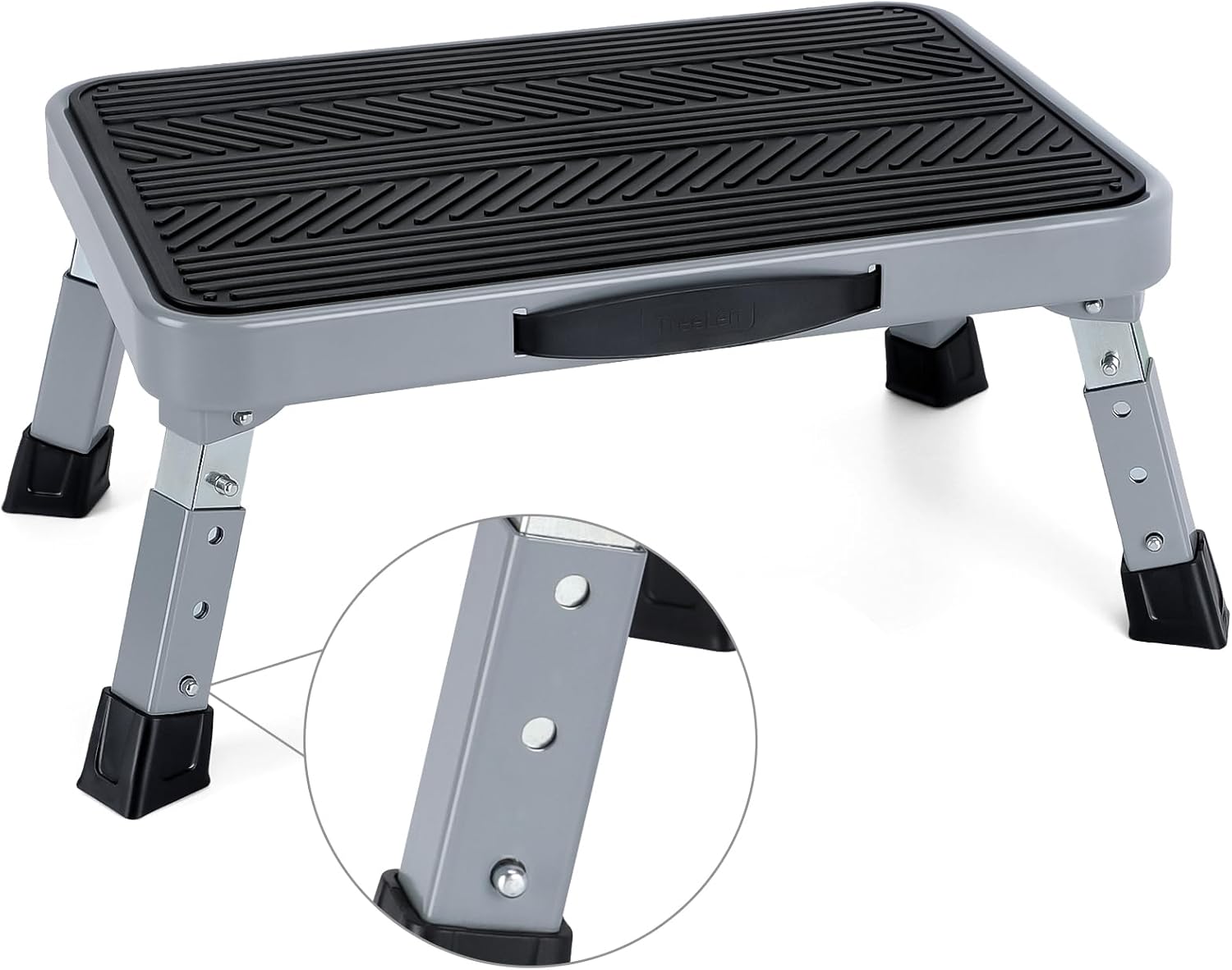 Height-Adjustable Folding Step Stool, Special 7"-9" Portable Step Ladder with No...