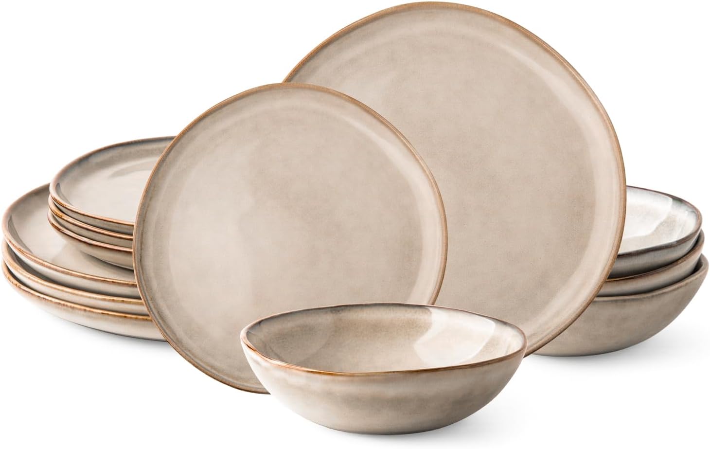 AmorArc Ceramic Dinnerware Sets, Unique Handmade Reactive Glaze Plates and Bowls...