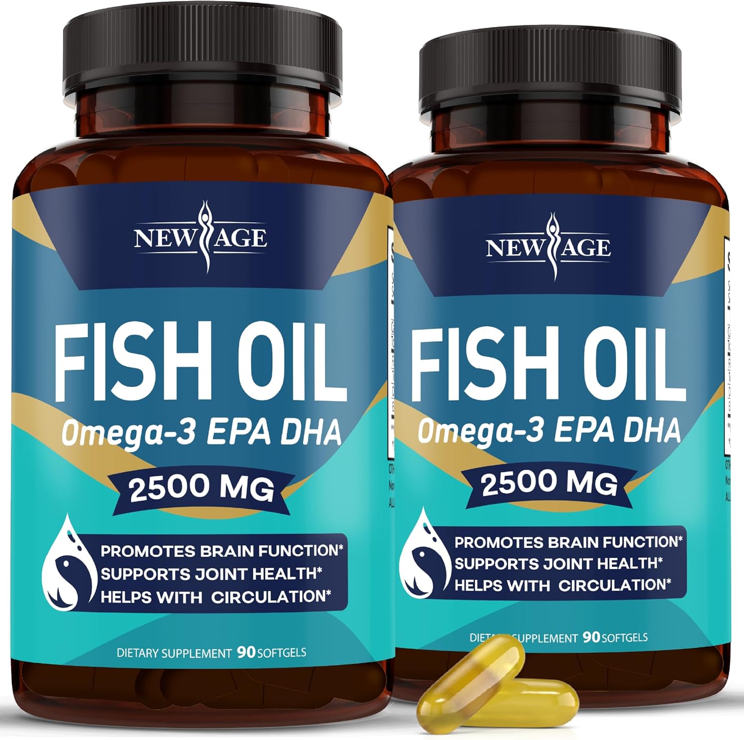 NEW AGE Omega 3 Fish Oil, Special Fish Oil Supplement for 2500mg, High-Quality S...