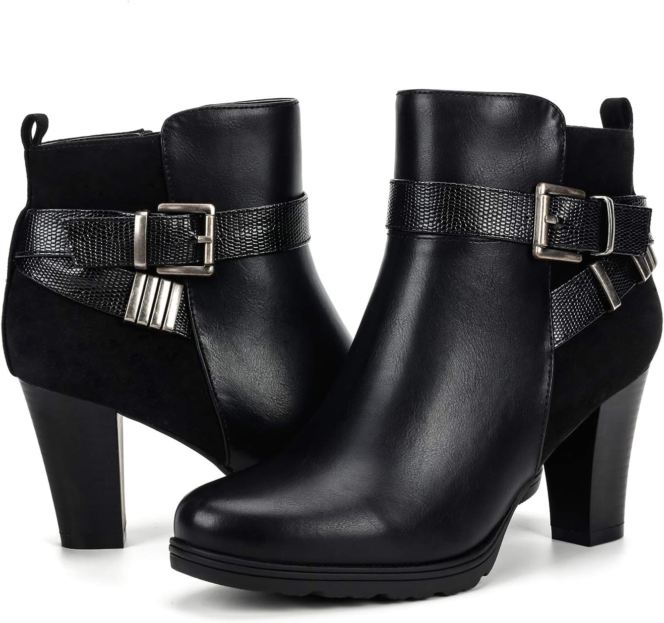 Mysoft Women's Zipper Booties, Special Chunky Stacked Heel Ankle Boots, Innovati...
