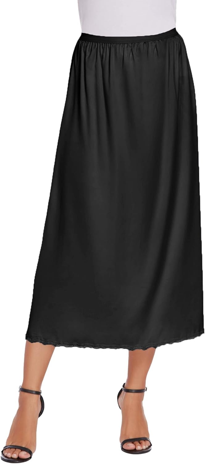 Avidlove Women's Satin Half Slip, Unique 36" Lace Long Underskirt, Special Satin...