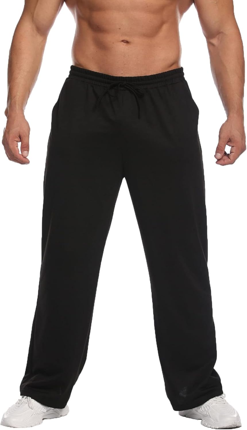 Deyeek Men's Lightweight Sweatpants Open Bottom Sweat Pants for Men Straight Leg...