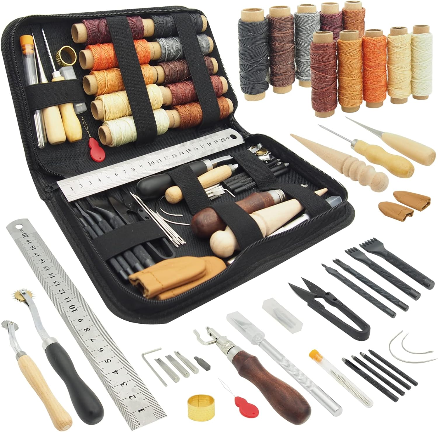 PLANTIONAL Leather Working Tools for Beginners: Professional Leather Craft Kit w...