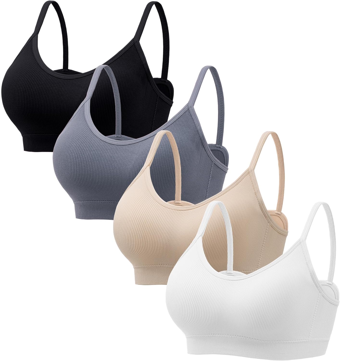 Angelhood Sports Cami Bras Pack, Special Basic V-Neck Padded Seamless Bras with...