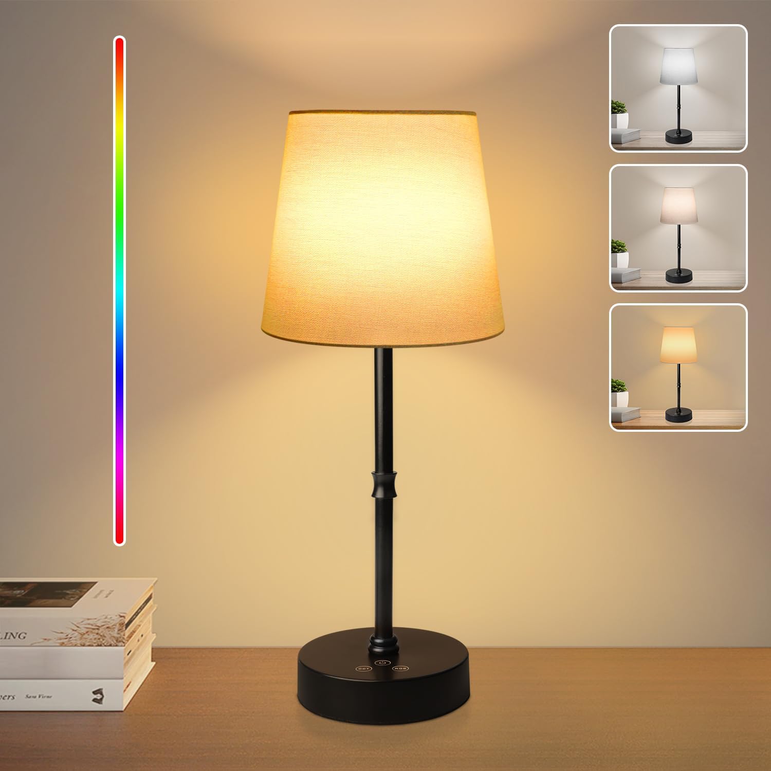 Befurglor Rechargeable Cordless Table Lamp, 3 CCT & RGB Color Changing Stepless...