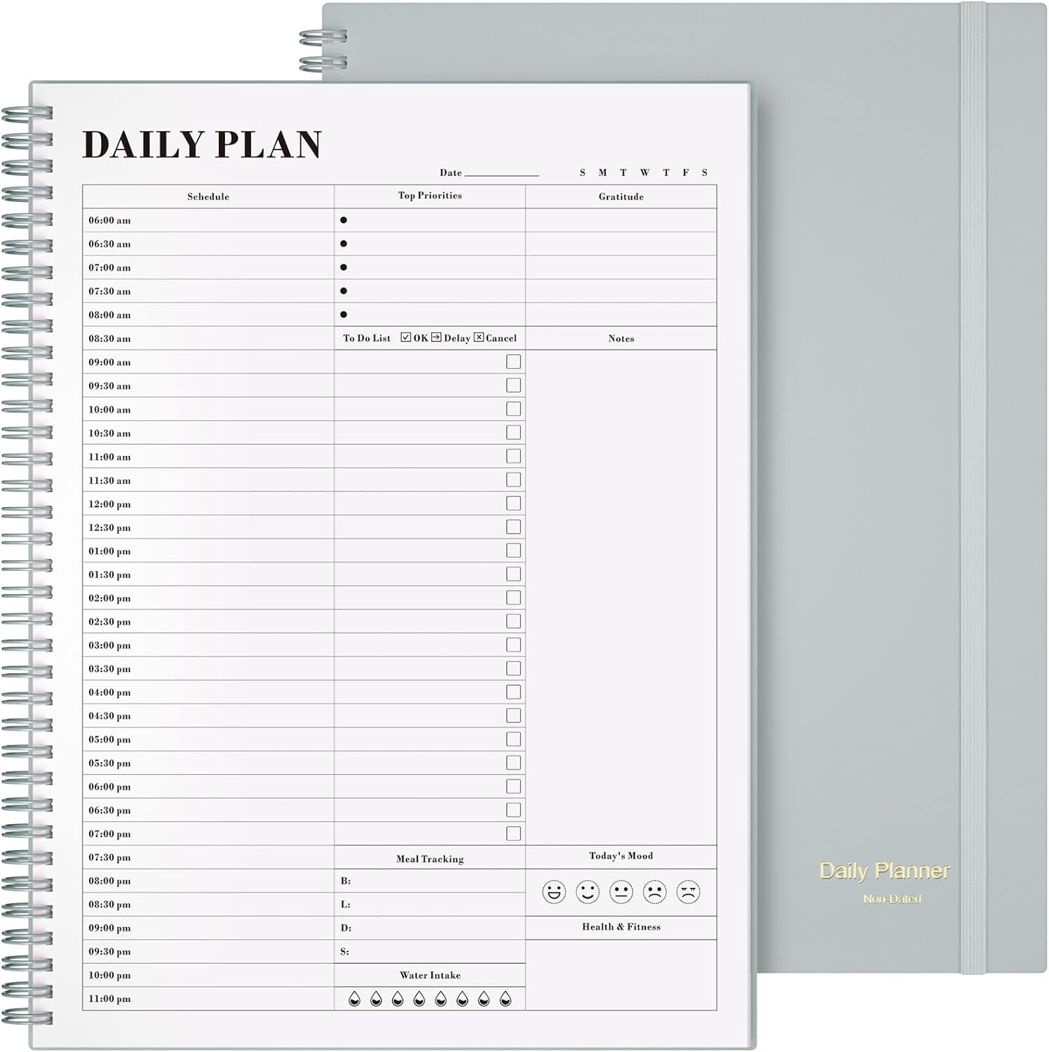 Planner Undated, Asten Daily Planner Agenda with to Do List, Hourly Schedules fo...