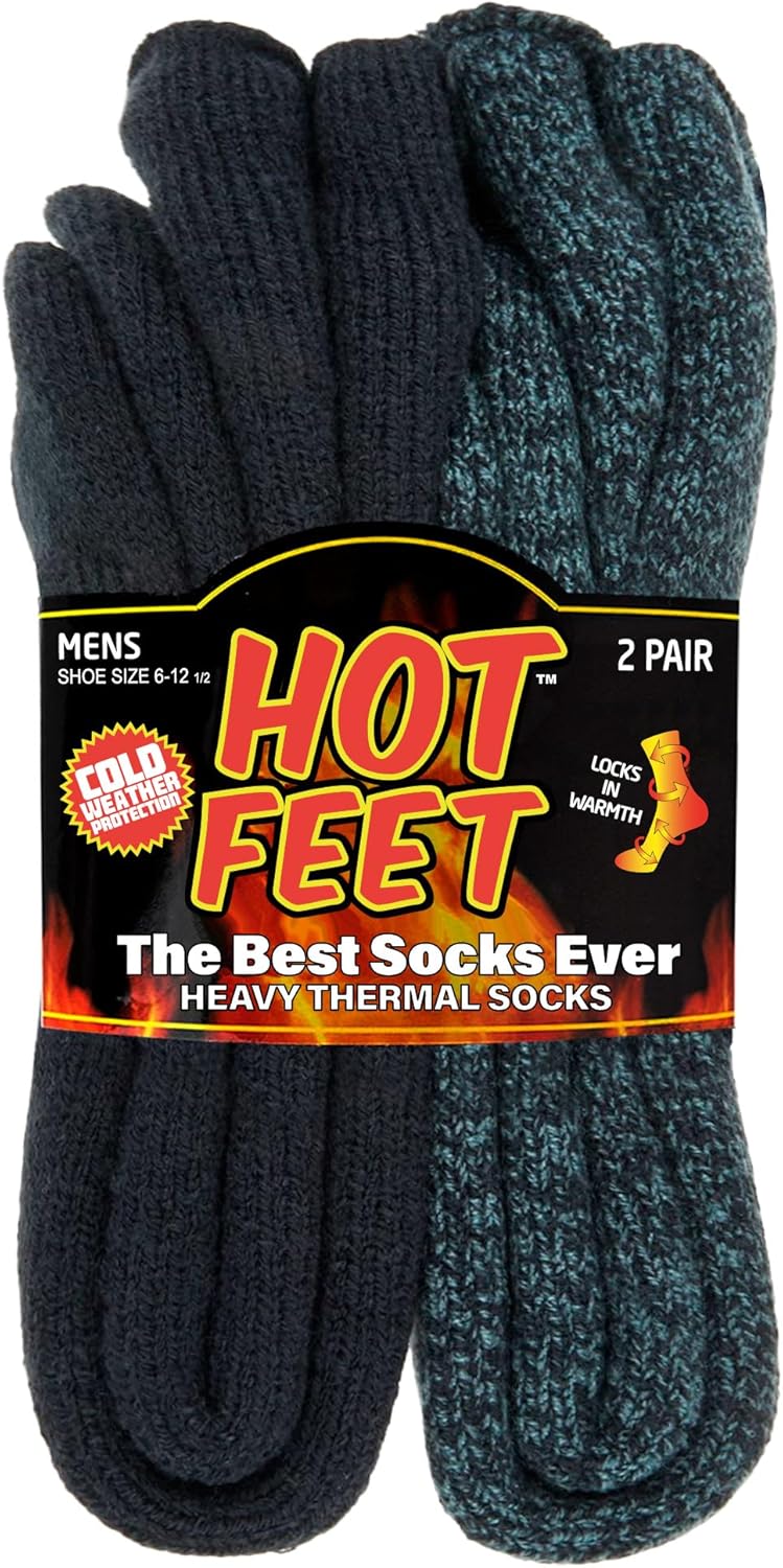 HOT FEET Thermal Socks for Men, Extreme Cold Weather, 2/4 Pack Thick Warm Socks...