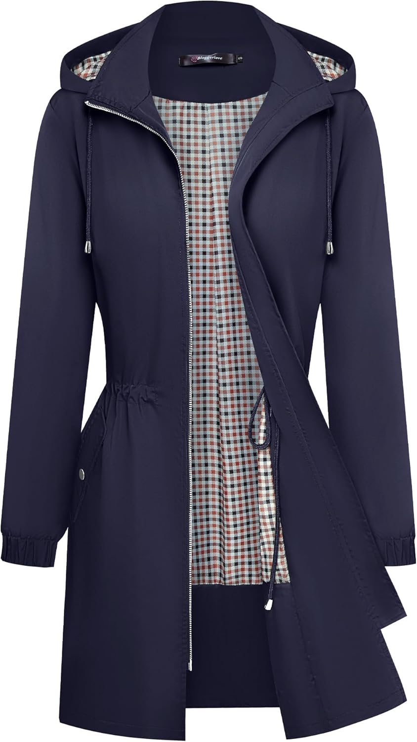 Bloggerlove Rain Jacket Women Lightweight Raincoats Outdoor Waterproof Windbreak...