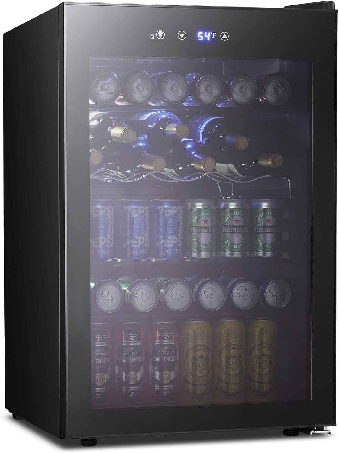 Kismile 4.5 Cu.ft Beverage Refrigerator and Cooler, 145 Can Mini Fridge Glass Do...