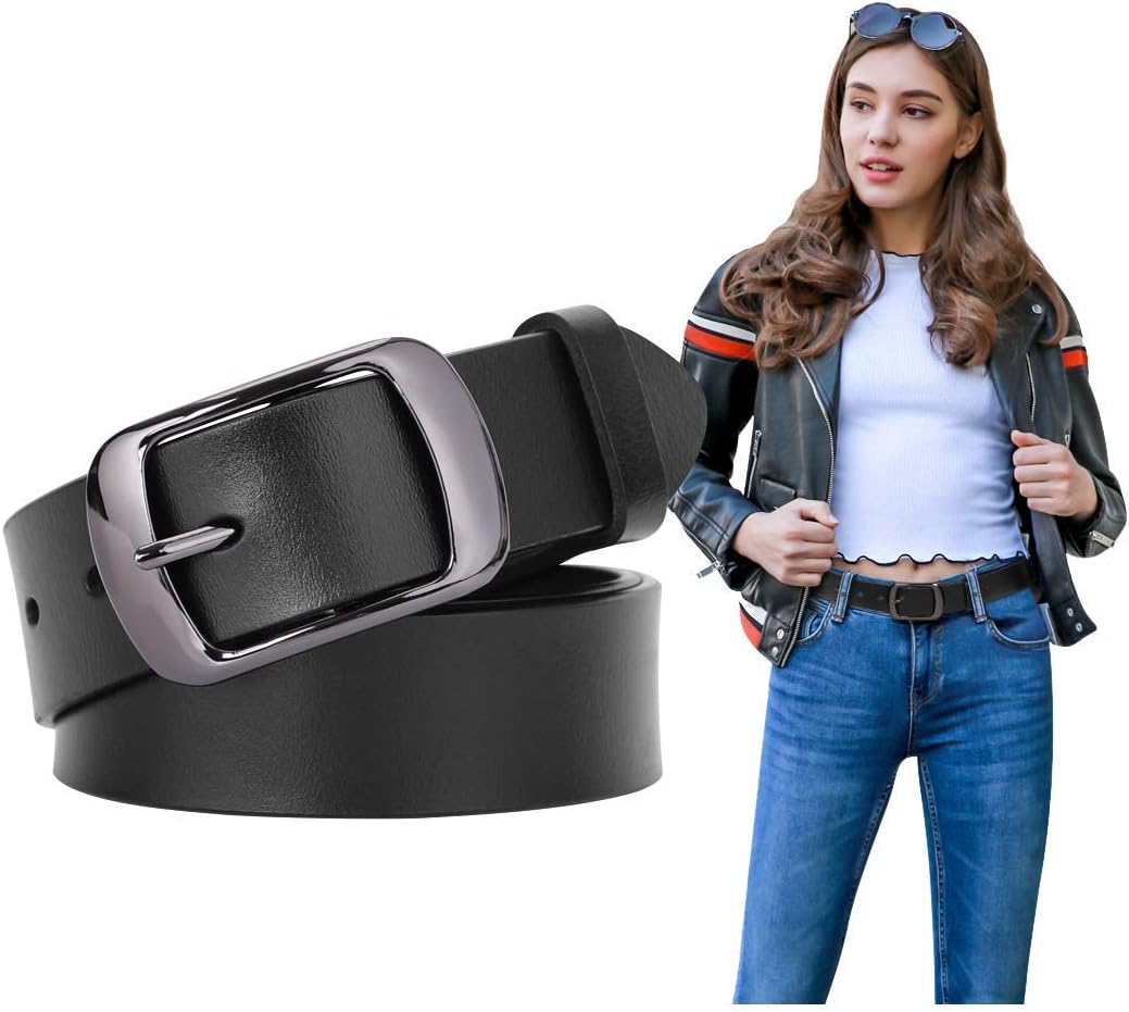 SUOSDEY Fashion Womens Leather Belt, Soft Leather Waist Belt with Pin Buckle for...