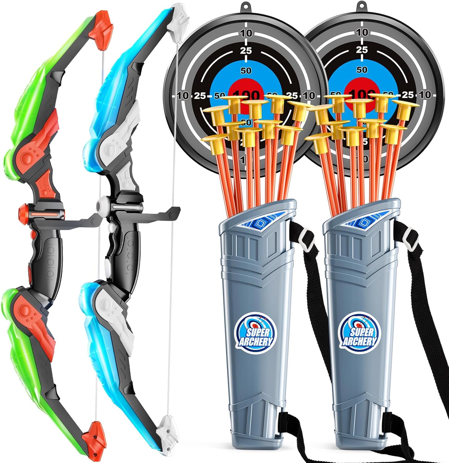 TEMI Kids Bow and Arrow Set - LED Light Up Archery Toy Set with Suction Cup Arro...