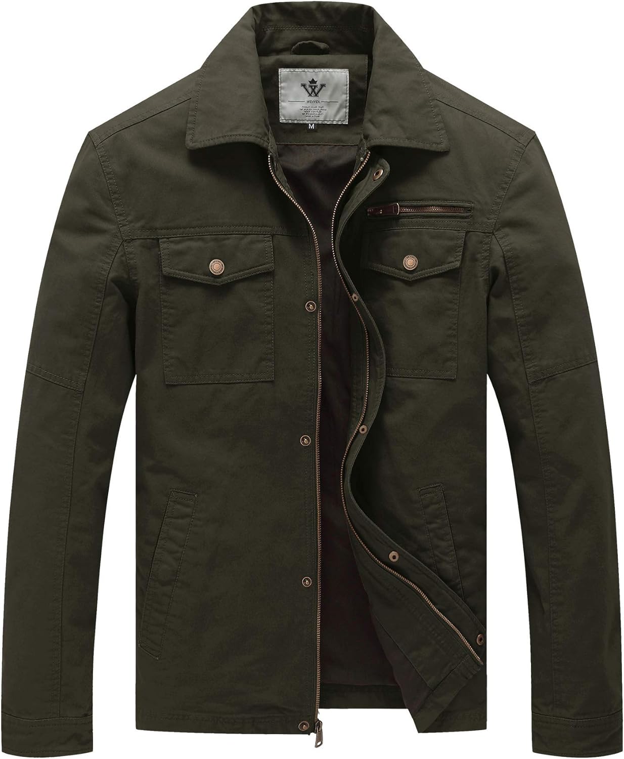 WenVen Men's Jacket, Special Casual Canvas Cotton Military Lapel Jacket, Unique...