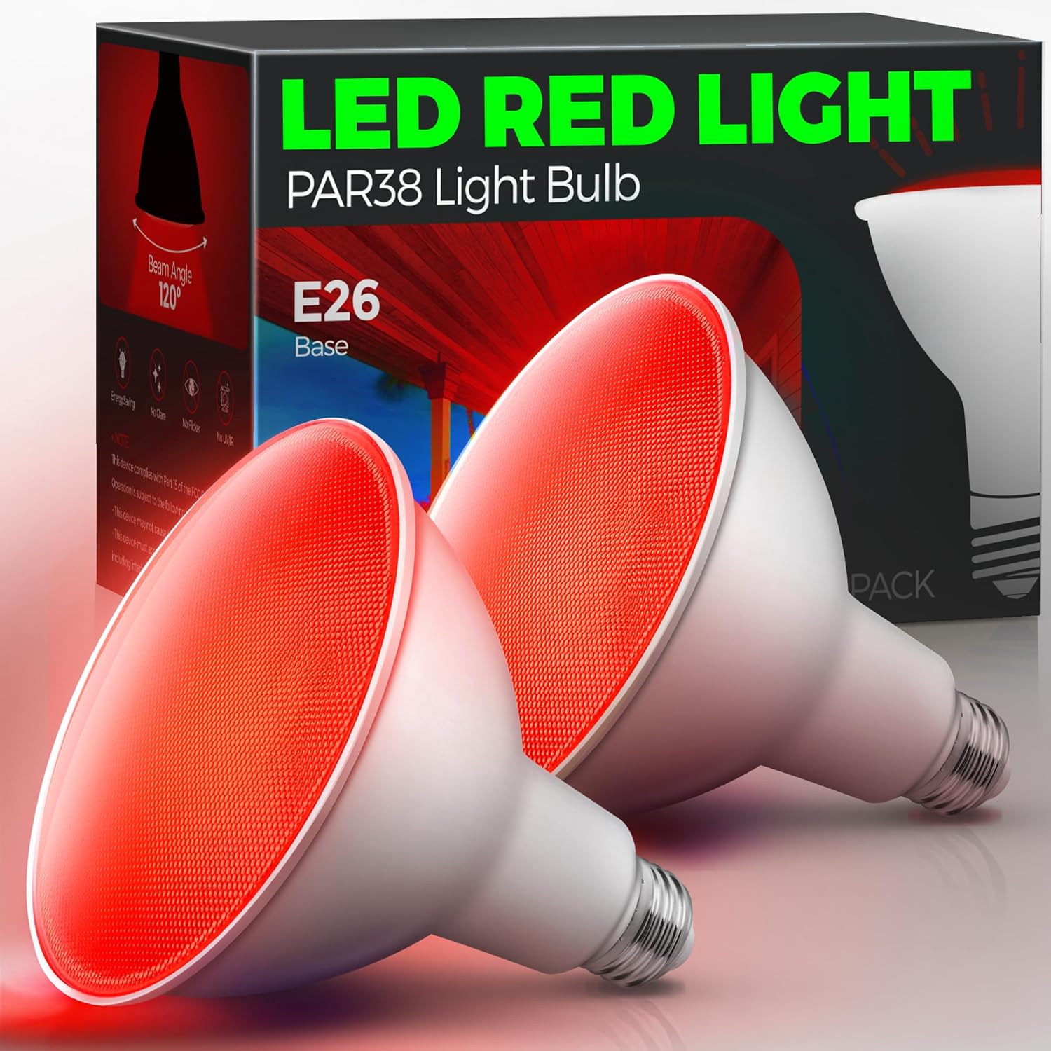 LOHAS PAR38 Red Flood Light Bulbs, Christmas Bright Red LED Flood Light Outdoor...