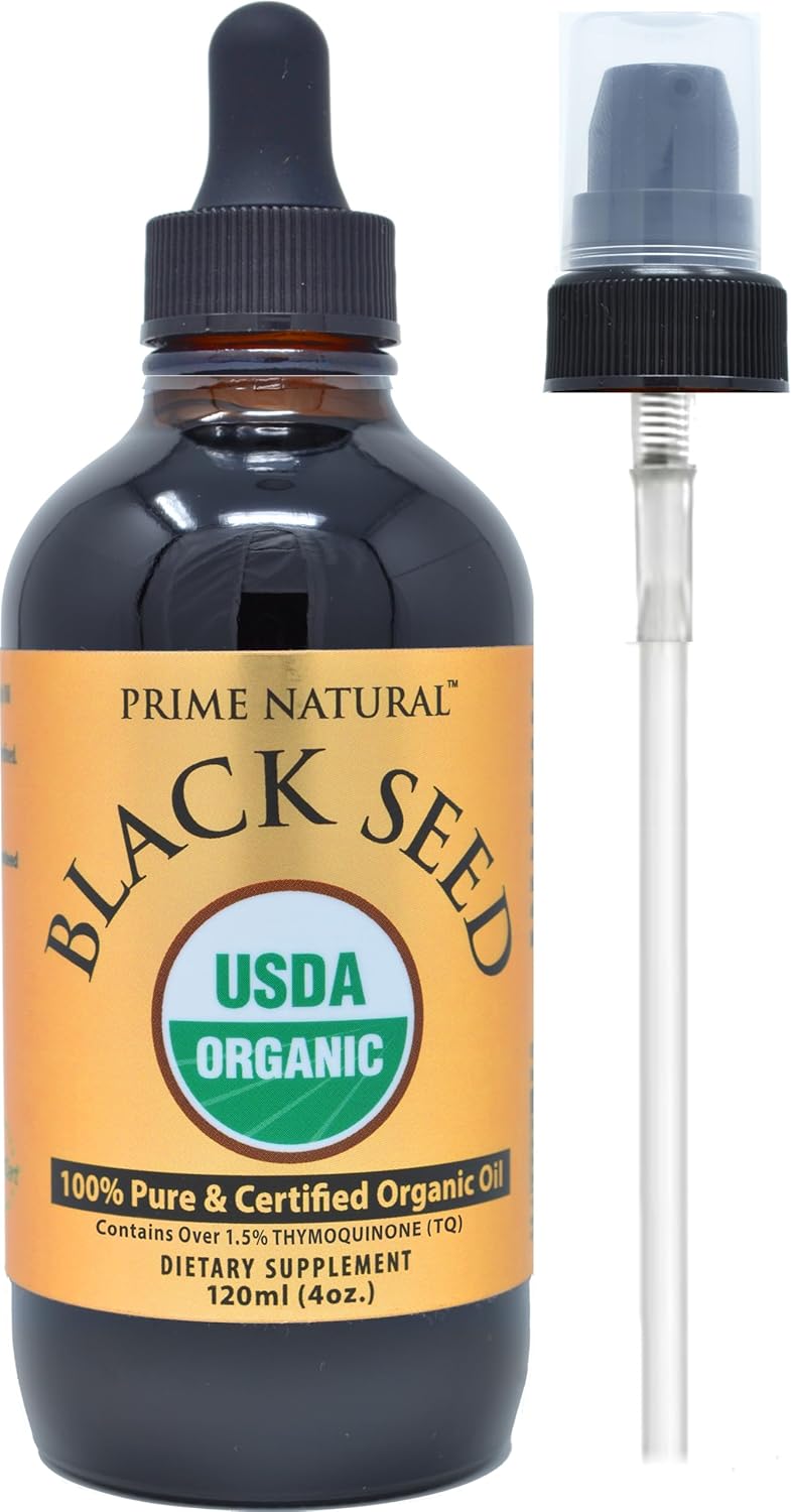 Organic Black Seed Oil 4oz - Cold Pressed Unrefined High Thymoquinone 1.7% USDA...