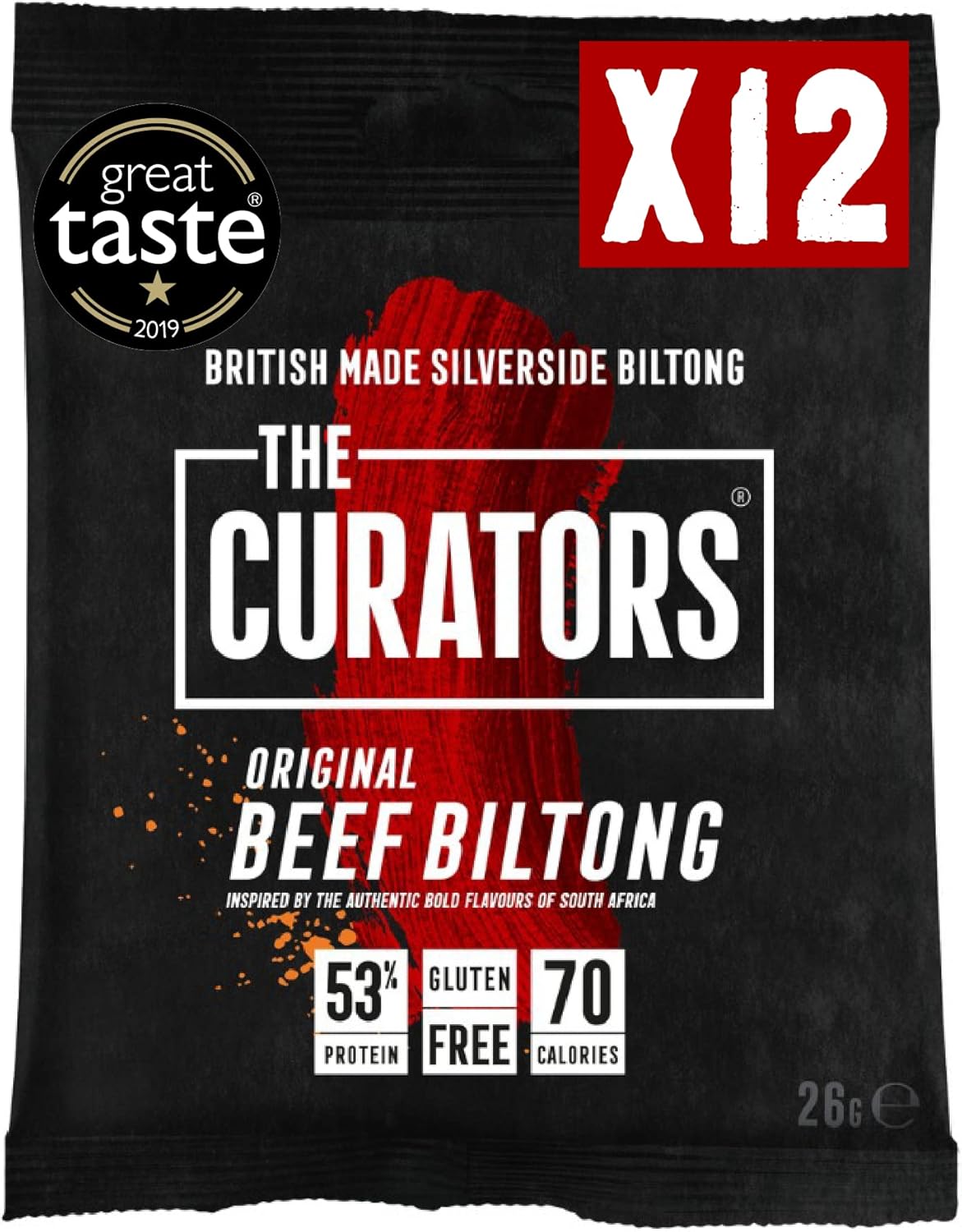 THE CURATORS Original Beef Biltong 26g (12 Packs) High Protein Low Carb Keto Glu...