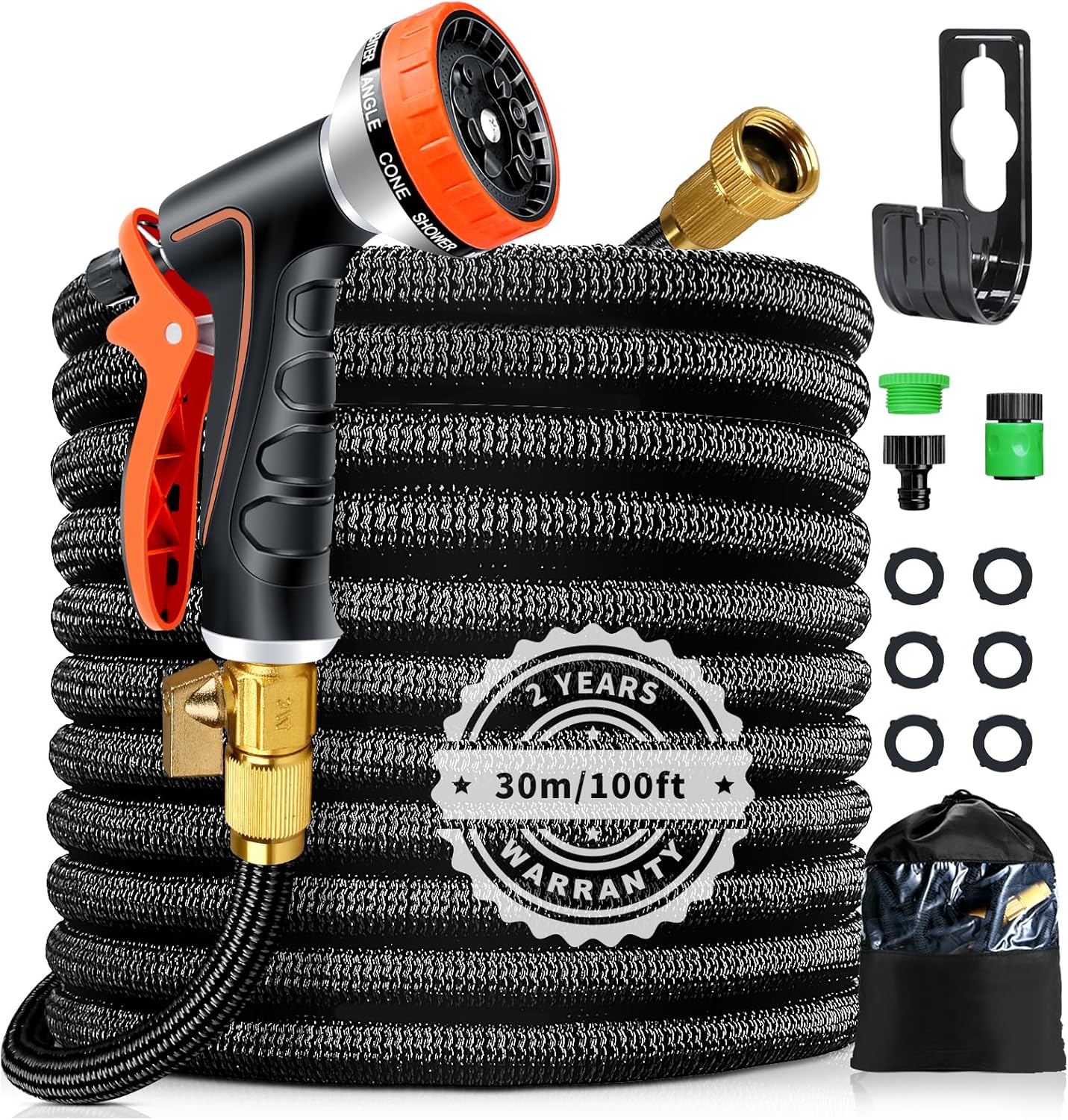 Garden Hose 30M/100FT, Flexible Expandable Garden Hose with 10 Functions Spray N...